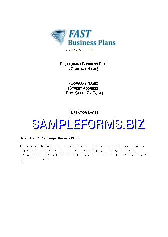 Restaurant Business Plan Template pdf free